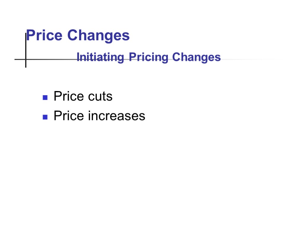 Price Changes Price cuts Price increases Initiating Pricing Changes